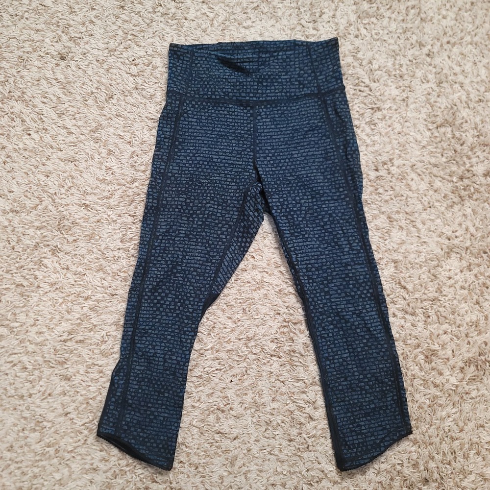 Lululemon Leggings Womens 6 Blue Black High Rise Tights